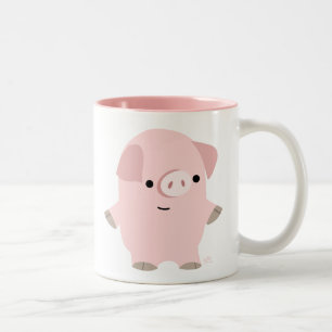 Tasse 2 Couleurs Porc tranquille mignon de bande dessinée
