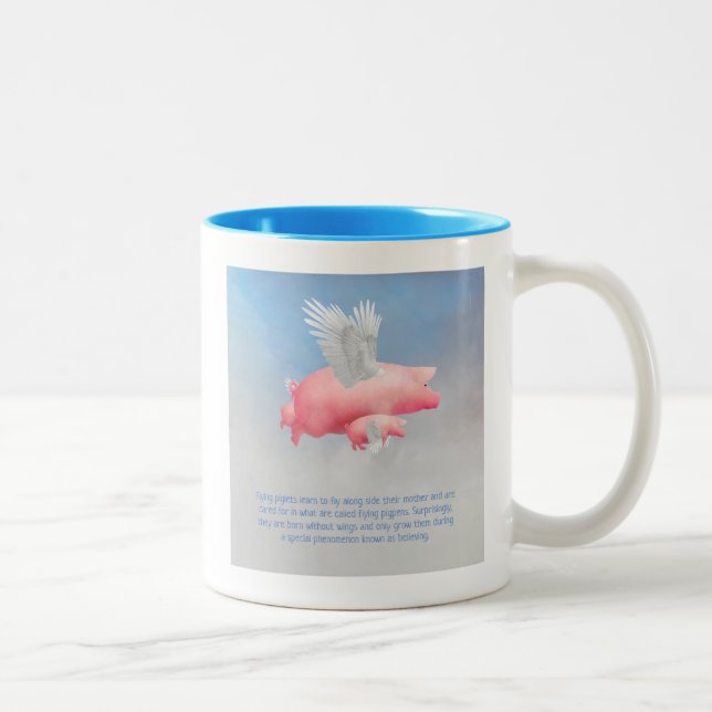 Tasse 2 Couleurs Porcelets volants (Droit)