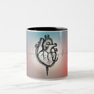 Tasse 2 Couleurs Porter le rythme : Le rythme cardiaque dans la bou