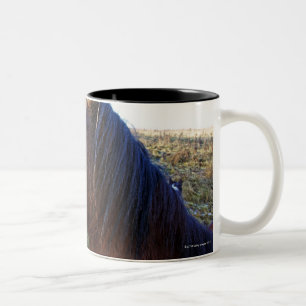 Tasse 2 Couleurs Portrait de cheval brun le jour froid
