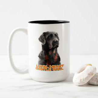 Tasse 2 Couleurs Portrait de chien noir élégant - Art réaliste pour