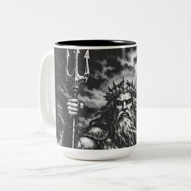 Tasse 2 Couleurs Poséidon — Seigneur des Profondeurs par BurnsInHel (Devant gauche)