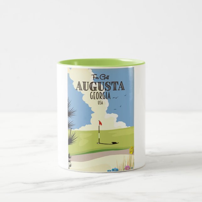 Tasse 2 Couleurs Poster de golf Augusta Georgia (Centre)