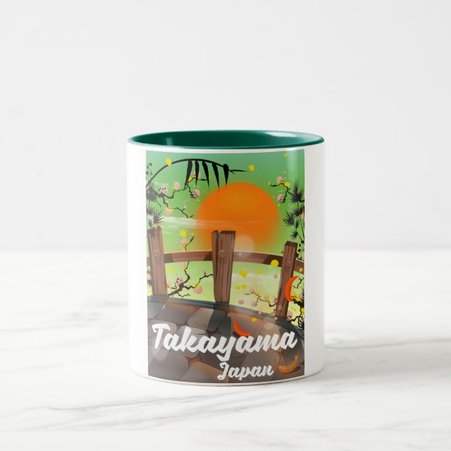 Tasse 2 Couleurs Poster de la fleur japonaise de Takayama. (Centre)