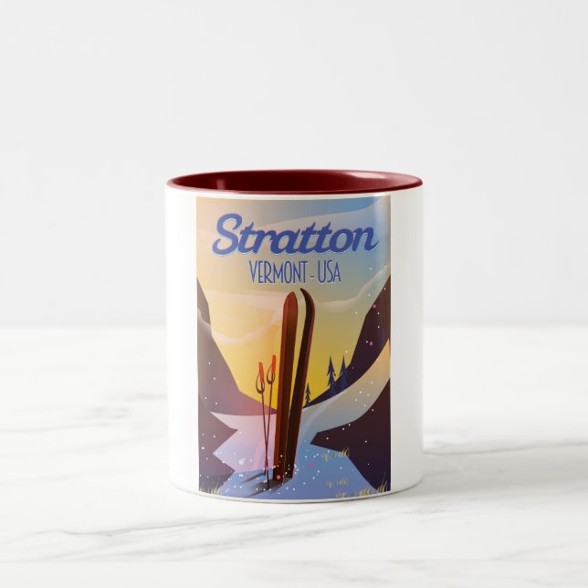 Tasse 2 Couleurs poster de voyage ski Stratton Vermont (Centre)