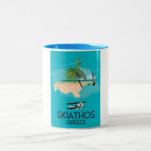 Tasse 2 Couleurs poster de voyage Skiathos Grèce
