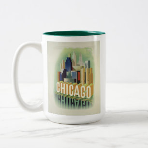 Tasse 2 Couleurs Poster du Vintage voyage rétro de Chicago Illinoi