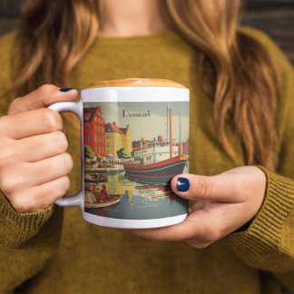 Tasse 2 Couleurs Poster Vintage voyage Danemark personnalisable