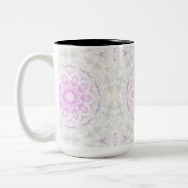 Tasse 2 Couleurs Poudre des Coeurs Kaleidoscope rose et blanc (Gauche)