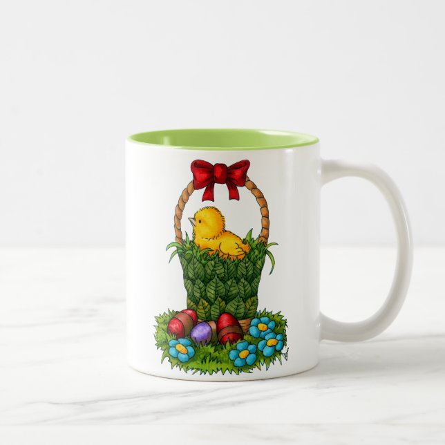 Tasse 2 Couleurs Poulet de Pâques mignon (Droit)