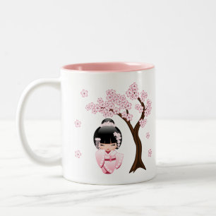 Tasse 2 Couleurs Poupée Kokeshi Kimono Rose Sakura
