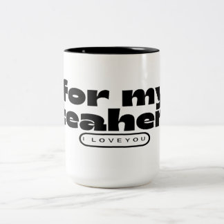 Tasse 2 Couleurs pour mon professeur, j'aime le café coupé cadeau