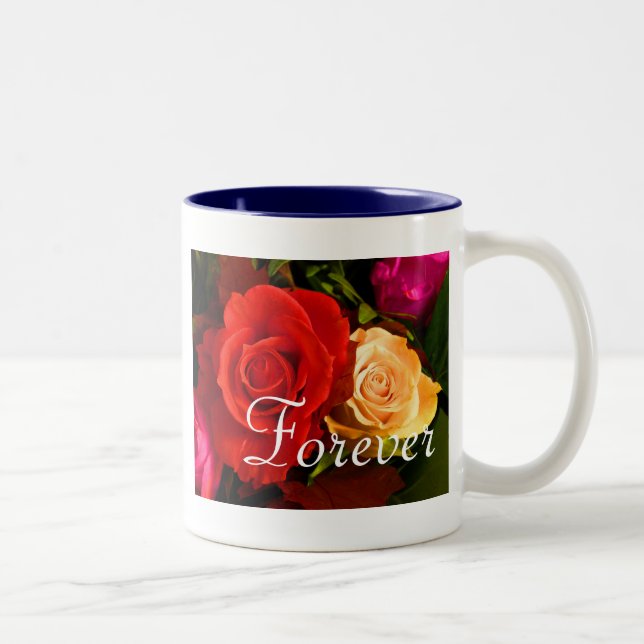 Tasse 2 Couleurs Pour toujours rose jaune rouge d'amour (Droit)