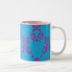 Tasse 2 Couleurs Pourpre-Aqua de damassé