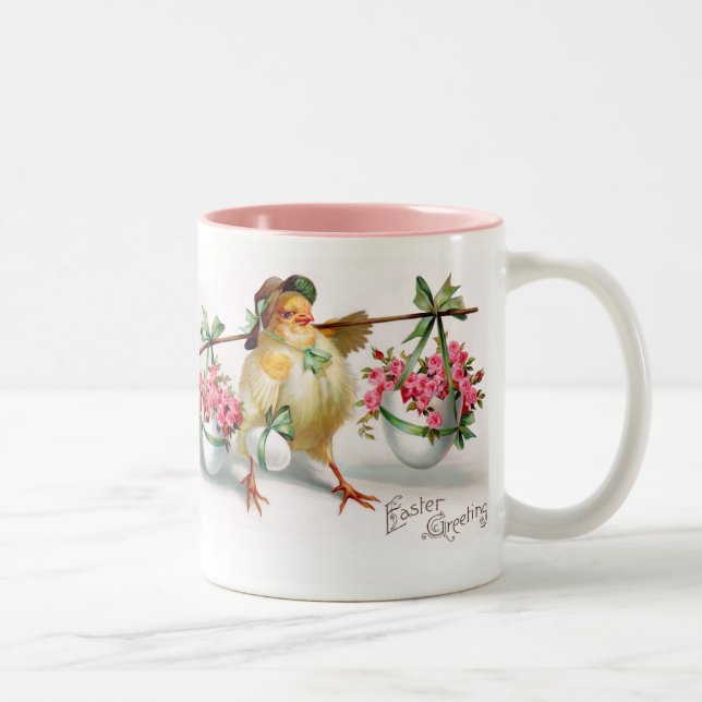 Tasse 2 Couleurs Poussettes et fleurs de Pâques (Droit)