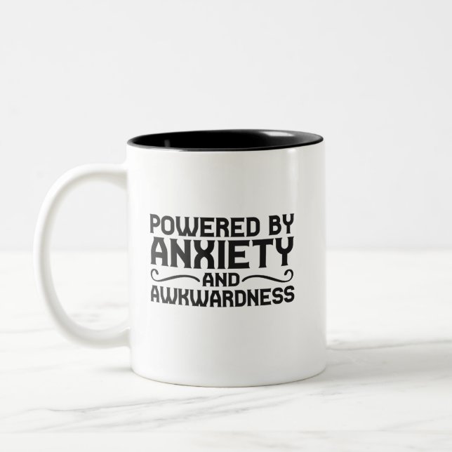 Tasse 2 Couleurs Powered By Anxiety and Awkwardness Funny Introvert (Gauche)