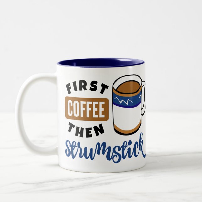 Tasse 2 Couleurs Premier Café Puis Strumstick Music Lover (Gauche)