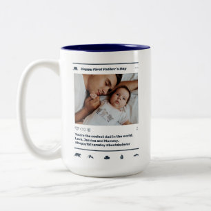 Tasse 2 Couleurs Première Fête des pères moderne Papa Instagram Pos