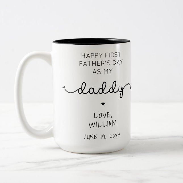 Tasse 2 Couleurs Première Fête des pères personnalisée Nouveau cade (Gauche)