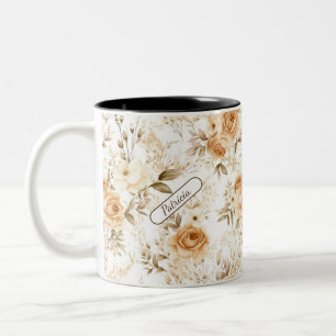 Tasse 2 Couleurs Prénom Rustique moderne Rose de Bohême