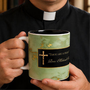 Tasse 2 Couleurs Prêtre catholique Crucifix Marbre Citation des Écr