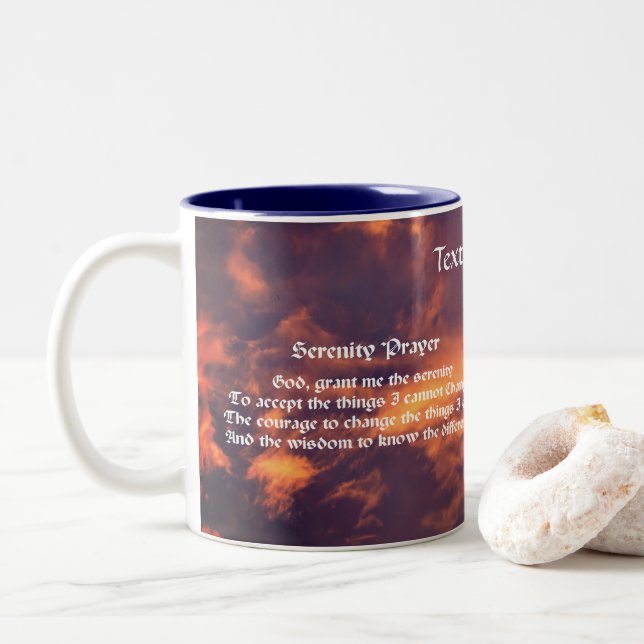 Tasse 2 Couleurs Prière de sérénité Matin Ciel Inspirationnel (Avec donut)