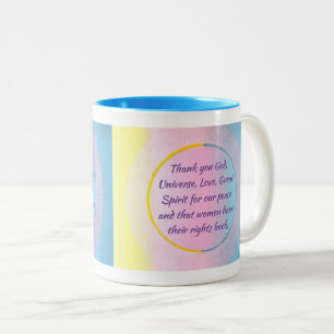 Tasse 2 Couleurs Prière du Merci pour la paix et les droits des fem