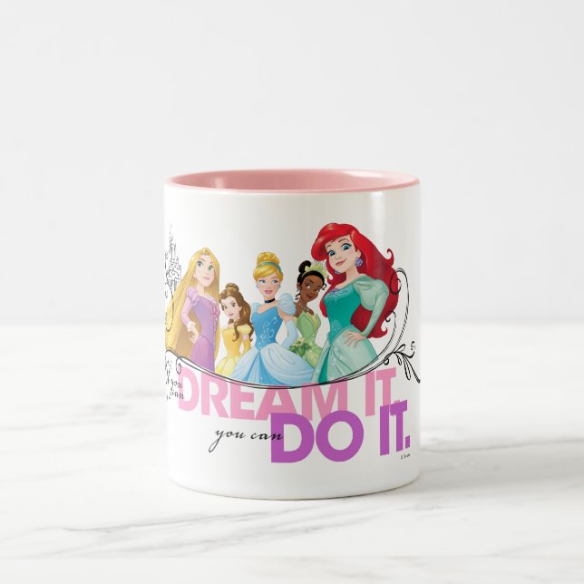 Tasse 2 Couleurs Princesse Disney | N'abandonnez jamais (Centre)