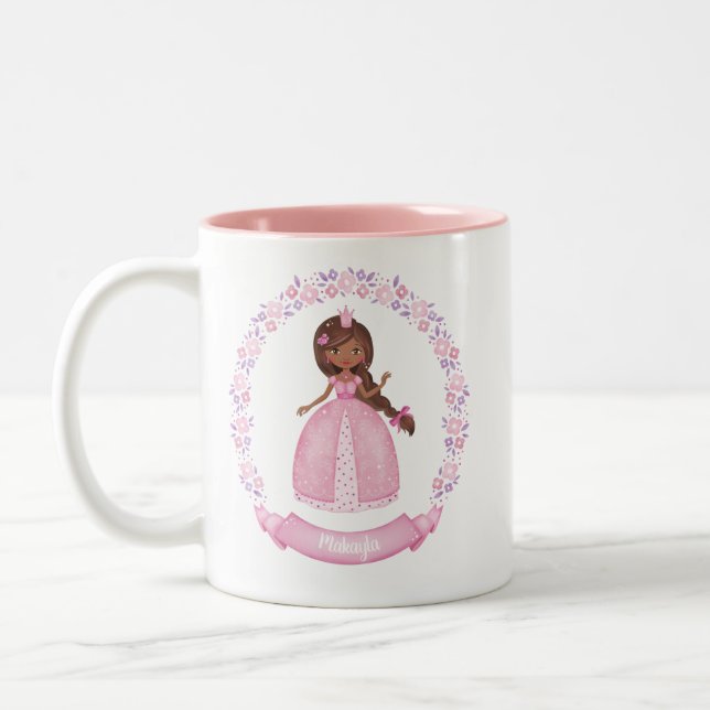 Tasse 2 Couleurs Princesse Ethnique Rose Cute Personnalisée (Gauche)