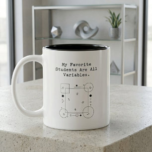 Tasse 2 Couleurs Prof de maths drôle humour   Élèves variables