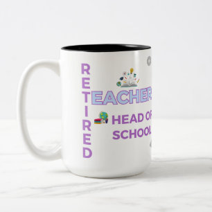 Tasse 2 Couleurs Professeur retraité Chef de l'école Retraite DEUX 