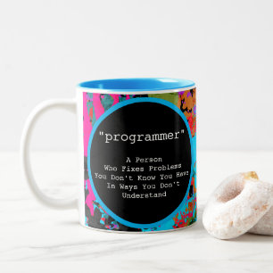 Tasse 2 Couleurs Programmer Coder coloré Splatter Art Abstrait