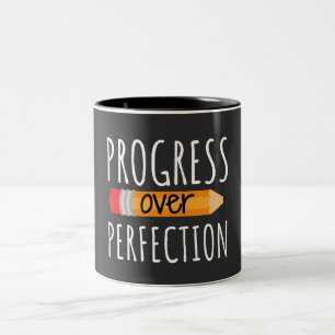 Tasse 2 Couleurs Progrès Motivationnel sur la perfection