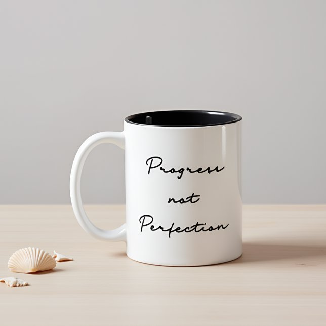 Tasse 2 Couleurs Progrès non parfait Citation inspirante (Créateur téléchargé)