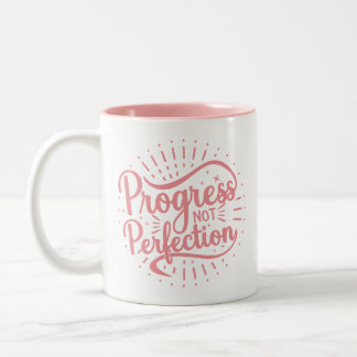 Tasse 2 Couleurs Progrès pas la perfection rose deux tons de café M