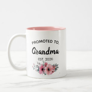 Tasse 2 Couleurs Promu à Grandma Floral Pink, 2025 personnalisé chi