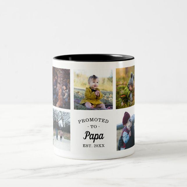 Tasse 2 Couleurs Promu à Papa Établi (Centre)