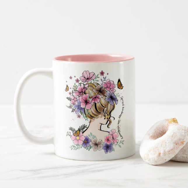 Tasse 2 Couleurs Propager la gentillesse comme Citation fleur sauva (Avec donut)