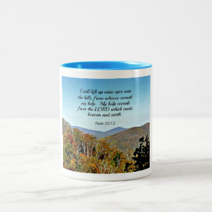 Tasse 2 Couleurs Psaume 121:1,2 Je lèverai mes yeux vers le...