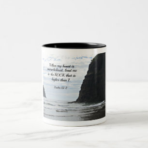 Tasse 2 Couleurs Psaume 61:2 Quand mon coeur est submergé...