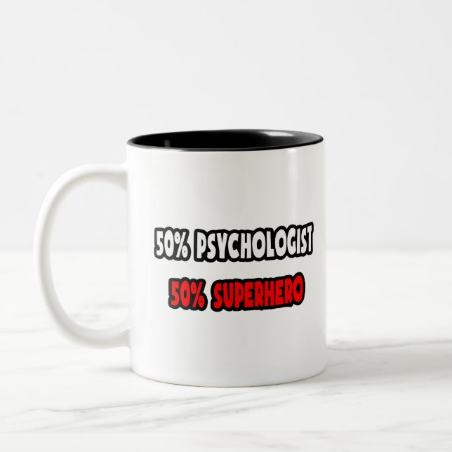 Tasse 2 Couleurs Psychologue à moitié ... Half Superhero (Gauche)