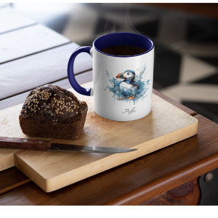 Tasse 2 Couleurs Puffin Splash, personnalisé