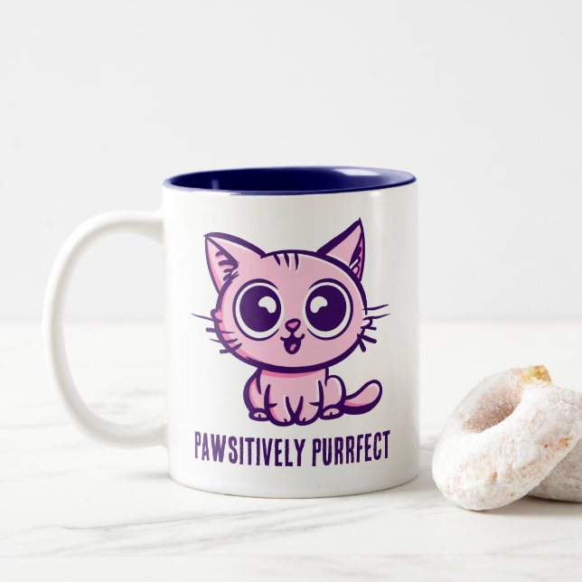 Tasse 2 Couleurs Puissant, Beau Manga Kitten (Avec donut)