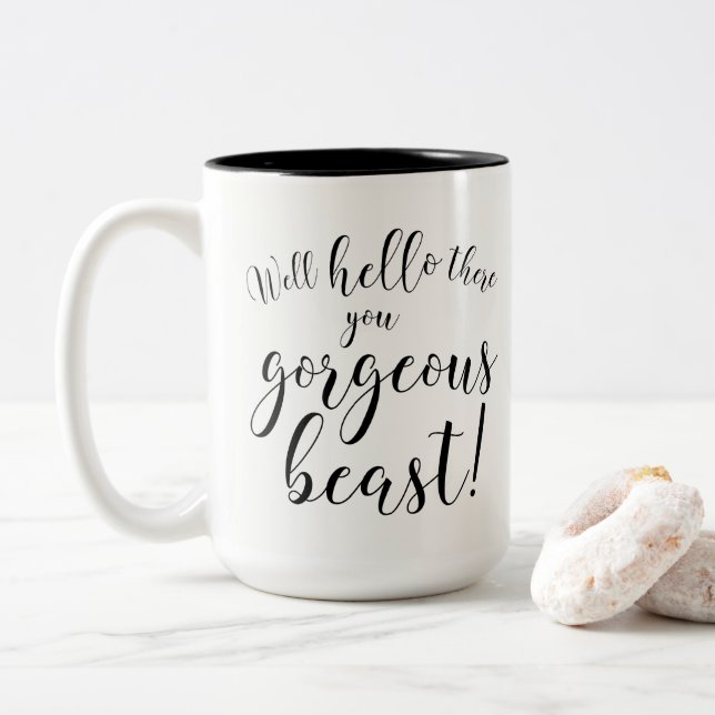 Tasse 2 Couleurs Puits bonjour là vous bête magnifique ! (Avec donut)