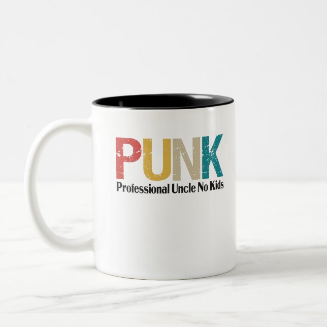 Tasse 2 Couleurs Punk Uncle Professionnel Aucun Enfants Funny Uncle (Gauche)