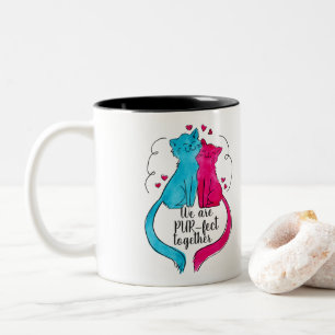 Tasse 2 Couleurs Pur-fect Ensemble, Chats Aquarelle Lumineux, Noms,
