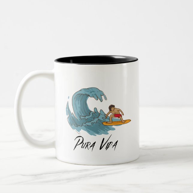 Tasse 2 Couleurs Pura Vida Surf Costa Rica (Gauche)