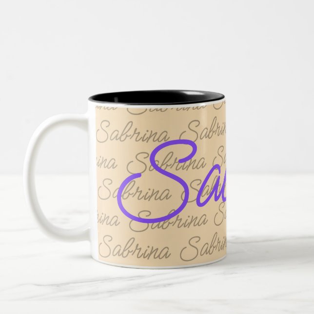 Tasse 2 Couleurs Purple Sabrina Signature Nom Motif (Gauche)