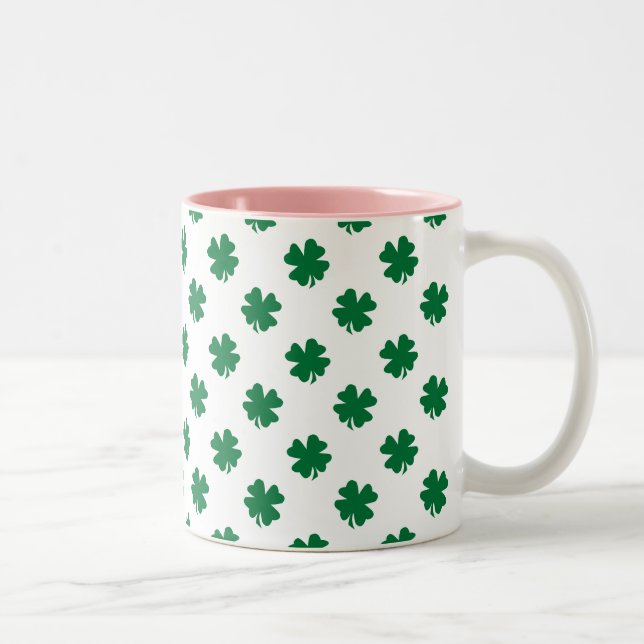 Tasse 2 Couleurs Quatre trèfles de feuille en vert (Droit)