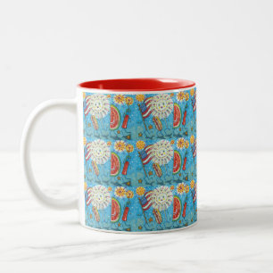 TASSE 2 COULEURS QUATRIÈME DE JUILLET GANG, PARADE & FEU FÊTE